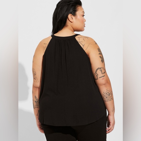 Torrid Rayon Slub Button Front Halter Sleeveless Top Size 00 - Picture 3 of 11